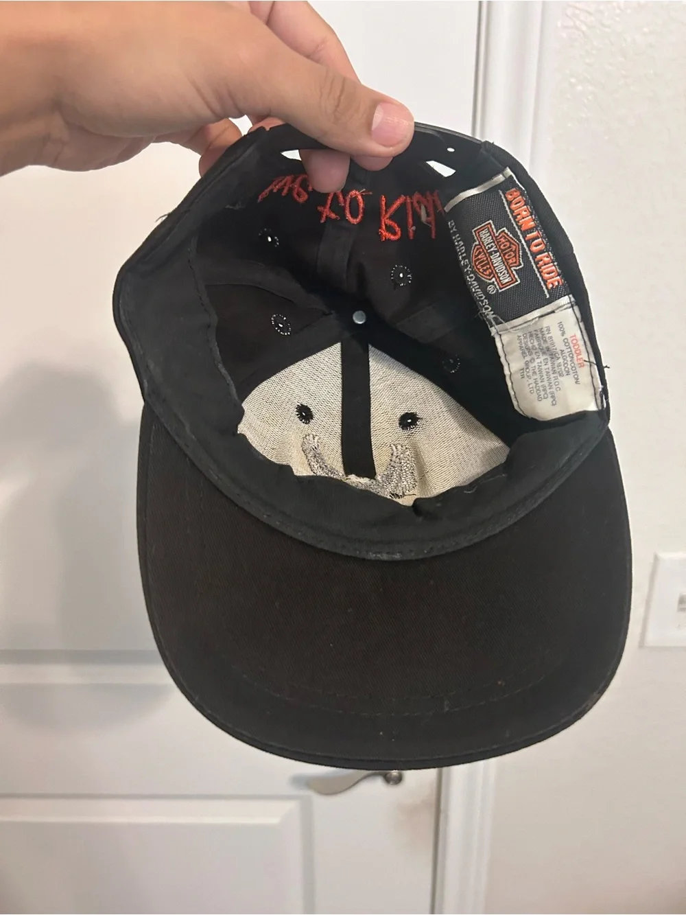 Toddler Harley Davidson adjustable hat Black Live To Ride Eagle Motorcycle Vntg